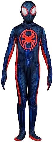 Marvel Miles Morales: Spider-Man Official Youth Deluxe Zentai Costume - Stretch Spandex with Hidden Zippers and Wrist Slits