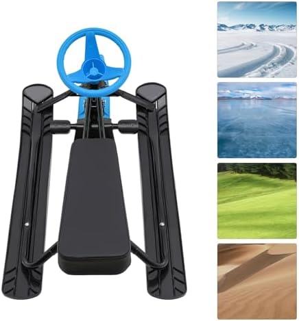 Snow Racer Sled, Snow Sledge with Steering Wheel, Twin Brakes, Snow Sled for Teens Kids Age 3-15, Ski Sled Slider Board for Skiing, Ice Skating, Sand Skating Blue
