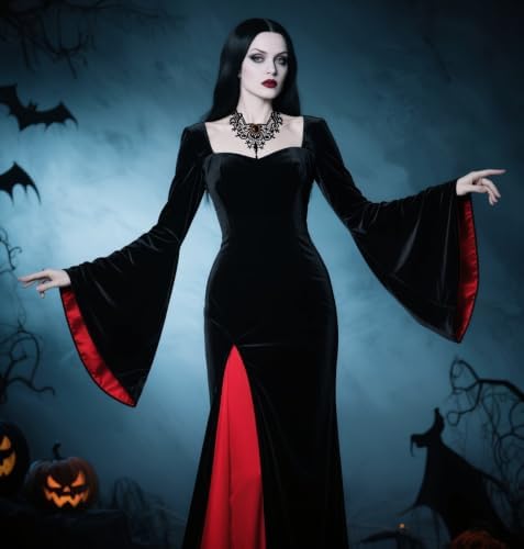 Adult Halloween Costume for Women Black Gothic Dress for Role Cosplay