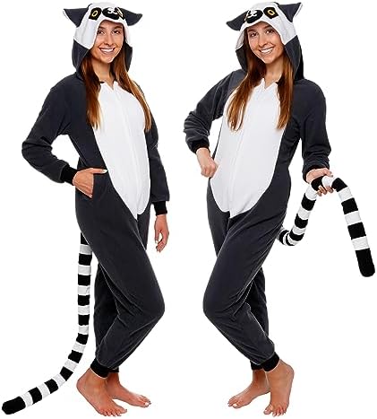 Funziez! Slim Fit Adult Onesie - Animal Costume - Plush Unisex Halloween One Piece Cosplay Suit for Women and Men