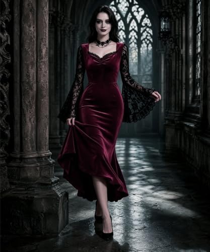 Halloween Gothic Mermaid Dress for Women Witch Vampire Costume