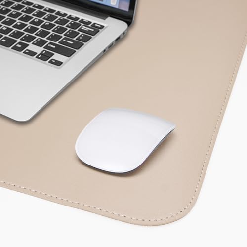 AFIING Leather Desk Mat, Beige, 31.5" x 17",Desk pad Protector