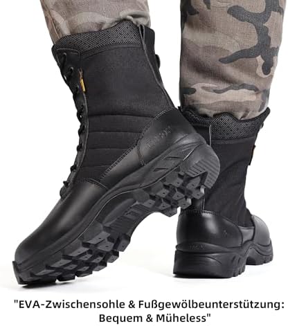 Men's Military Tactical Work Boots with Side Zipper, Puncture Resistant, Desert Combat, Army Jungle, 8 Inch Lightweight Hiking Boots