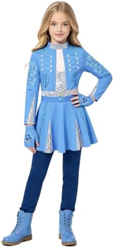 Girls Wonderland Costume Kids Cosplay Outfits Jumpsuit with Gloves Wig Set