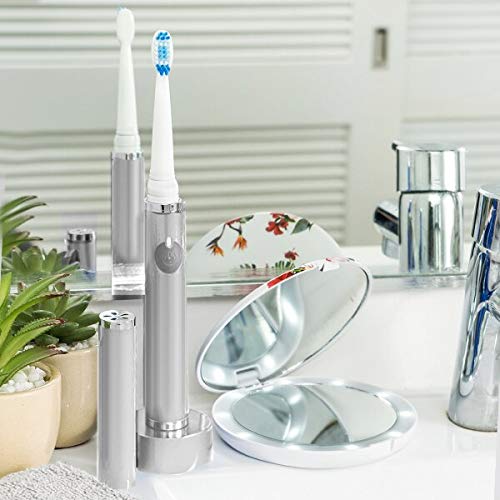 Pop Sonic The Ultimate Pro Toothbrush (Silver) | Rechargeable Tooth Brush w/Up to 40,000 Brush Strokes/Minute - Long-Lasting Dupont Nylon Bristles - for Teens & Adults w/Quadrant Pacer & Timer