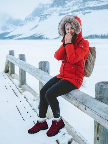 SHIBEVER Snow Boots For Women Warm: Winter Comfortable Non Slip Ankle Boot