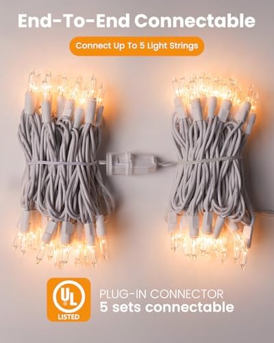 Minetom Clear Christmas Lights Set 100 Count 20 Feet Incandescent Bulb