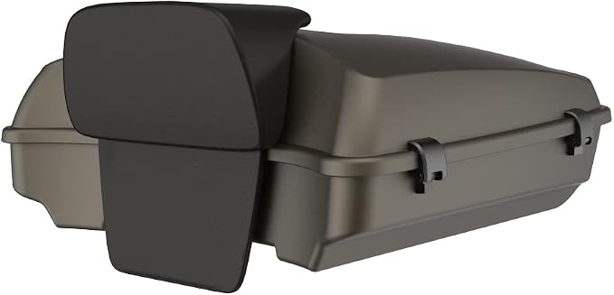 Advanblack Road Glide Tour Trunk Pack River Rock Gray Denim Razor Tour Trunk Pack Backrest Pad for '97-'25 Harley Touring Road King Street Glide Electra Glide CVO Models