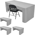 HolidayIdeas 4-Pack 8ft Open Back Fitted Tablecloths for Craft Shows Silver Gray