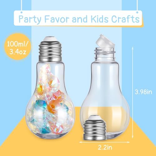 Tessco for you 1 Pcs 3.4 oz/ 100 ml Plastic Light Bulb Jars, Silver