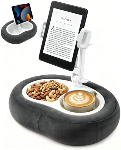 Miledi Tablet Pillow Stand for Bed with 360° Rotating Holder, Dark Gray