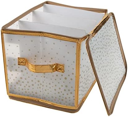 Simplify Holiday Light Organizer Box | Holds 500 Lights | Christmas Storage | Tree String Lights | 5 Divider Reels | Collapsible | Ultra Zip | Gold