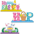 3Pcs Fall Decorations, Wooden Table Decor for Thanksgiving (Happy Easter)