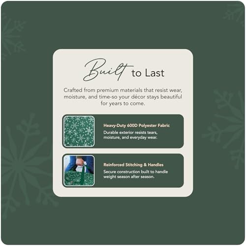 Covermates Christmas Tree Storage Bag, Fits 9-11 ft Trees, Green Snowflake