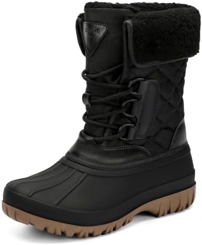 Women's Waterproof Winter Snow Boots, Mid-Calf Duck Boots for Cold Weather