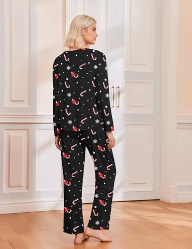 Ekouaer 2 Pack Womens Pajama Sets Long Sleeve Long Pants Pjs Loungewear