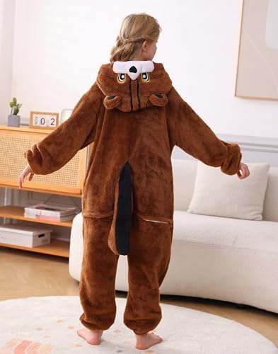 Animal Onesie Pajamas for Kids, Soft Flannel Halloween Cosplay Costume for Boys Girls