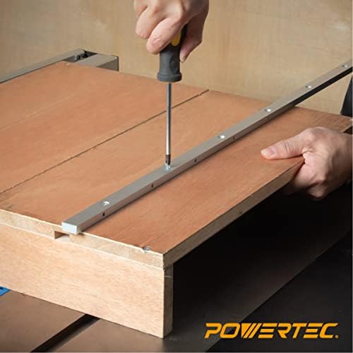POWERTEC Crosscut Sled Miter Bar for Table Saw Sled, 3/4" x 3/8" x 30" with Predrilled Holes & Screws for Router Table, Bandsaw, Taper Jig, Table Saw Accessories for Woodworking, 2PK (71144-P2)
