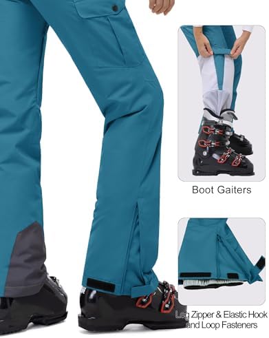 33,000ft Women's Insulated Snow Pants Waterproof Ski with Boot Gaiters