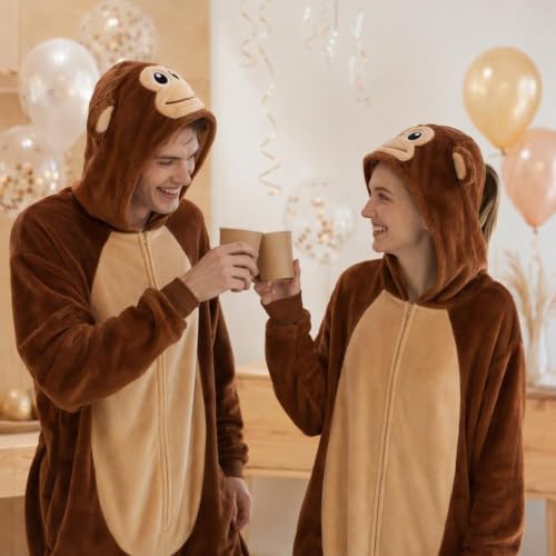Snug Fit Unisex Adult Onesie Pajamas, Flannel Cosplay Animal One Piece Halloween Costume Sleepwear Homewear