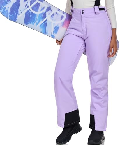Women's Snow Ski Pants Insulated Winter Warm Outdoor Waterproof Snowboard Pants Bibs Detachable Suspender