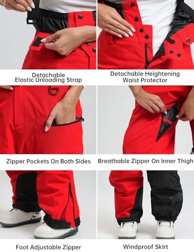 GSOU SNOW Mens Womens Snowboard Pants-Baggy Ski Snow Bibs