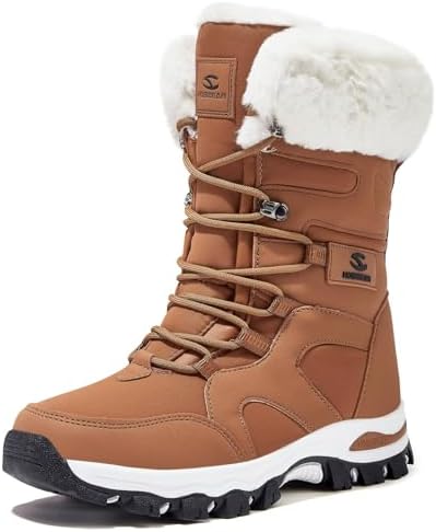 HOBIBEAR Women's Mid-Calf Faux Fur Snow Boots, Water-Resistant Winter Boots