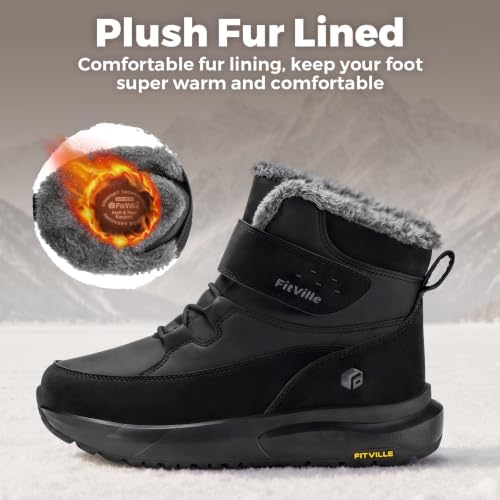 FitVille Womens Wide Snow Boots Fur Lined Boots for Women Winter Warm Boots Wide Width Womens Outdoor Snow Booties