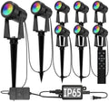 SUNTHIN Outdoor Landscape Lighting with Remote, RGBW Color Changing Spot Uplights, 8 Pack