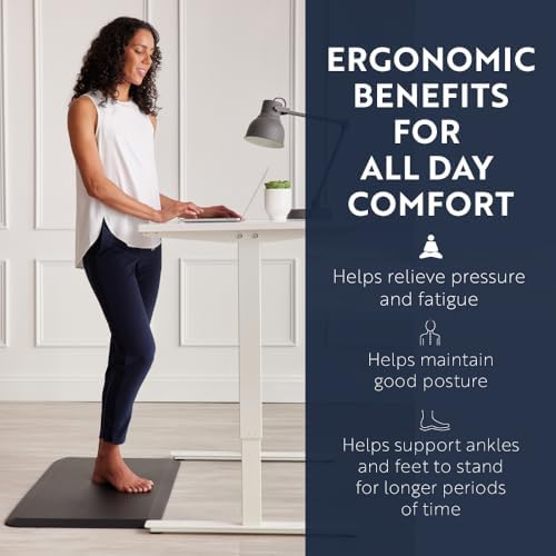 KANGAROO Anti Fatigue Mats for Kitchen Floor, 48x20, 3/4 Inch Thick Cushioned Ergonomic Mat, Reduce Foot Pressure, Waterproof Comfort Rug for Under Sinks, Office Standing Desk, Store Floors, Black