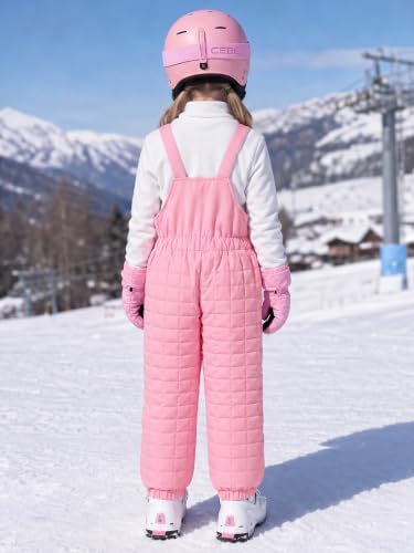 Haloumoning Girls Snow Bibs Kids Quilted Ski Overalls Waterproof Snow Pants