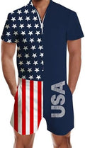 RAISEVERN Mens Romper Male Zipper Shorts Sleeve One Piece Bro Outfits