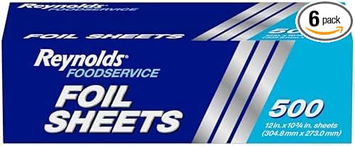 Reynolds Foodservice Pre-Cut Aluminum Foil Sheets,Great for Concessions,Catering,Cafeterias,and Restaurants,Easily Moldable Around Food,12 x 10.75 Inches,500 Ct.,(Pack of 6)