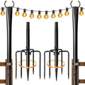 2 Pack String Light Poles for Outside, Adjustable Metal Patio Light Poles