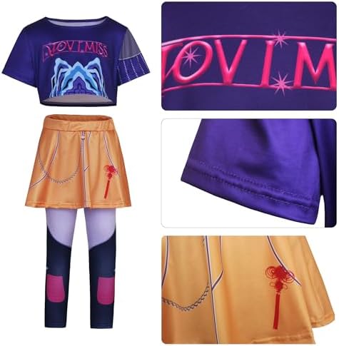 Demon Girls Cosplay Halloween Hunters Costume Top and Pants Set for 3–14 Yrs Events and Parties