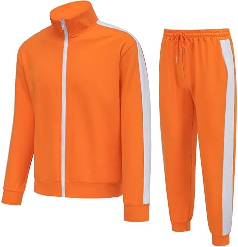 Adult Halloween Costumes for Men 2026,Family Orange Zip-Up Tracksuit