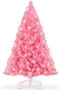 DUMOS 6 Ft Pre-lit Christmas Tree, Pink Artificial Xmas Tree