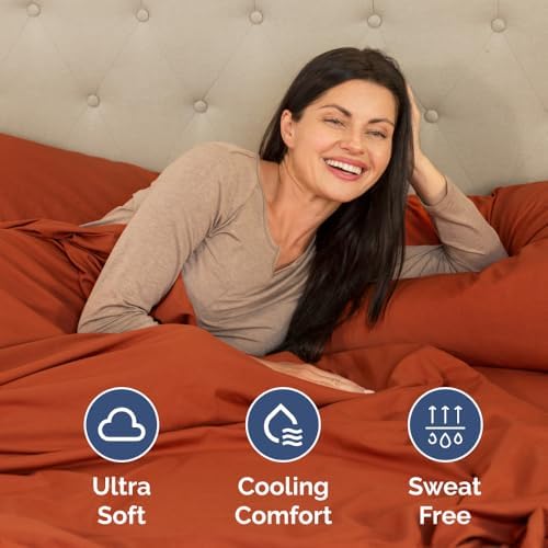 Short Queen Size 4 Piece Bed Sheet Set - RV Short Queen Sheets - Terracotta