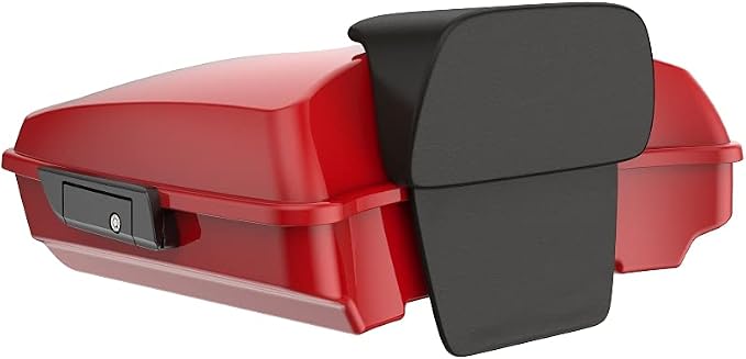 Advanblack Road Glide Tour Trunk Pack Billiard Red Razor Tour Trunk Pack Backrest Pad for '97-'25 Harley Touring Road King Street Glide Electra Glide CVO models