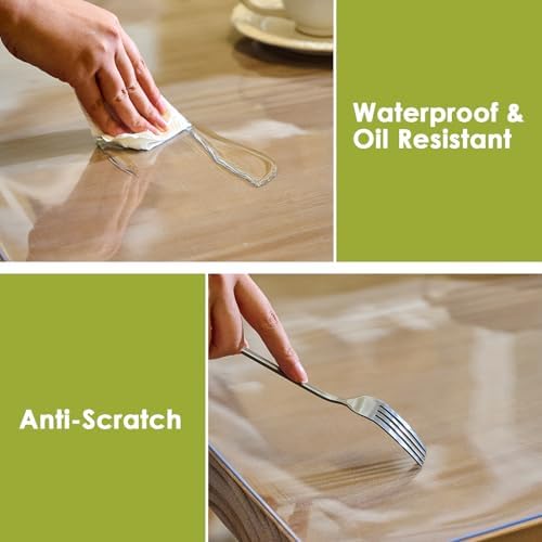 Clear Table Cover Protector, 1.5mm Thick Plastic Table Cover, Table Protector (108" x 72")