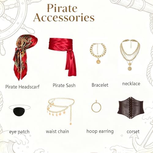 Pirate Costume Women Renaissance Medieval Outfits Halloween Cosplay Set