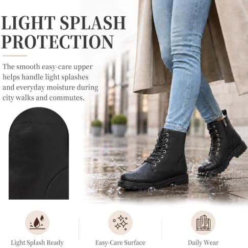 todaysunny Womens Combat Winter Boots Fur Lined Snow Boots Lace Up Side Zip