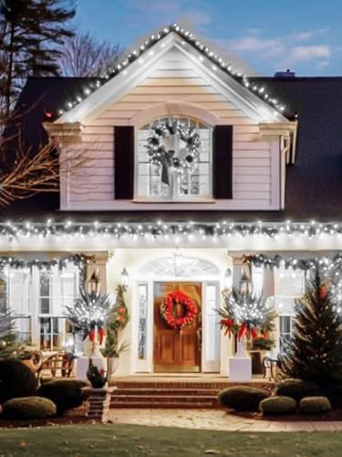Solar Christmas Lights Outdoor 2 Pack 76FT 200 LED String Lights Cool White