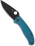 Spyderco Tenacious Folding Pocket Knife, PlainEdge | 7.74" Overall Length, 3.3" 8Cr13MoV Steel Blade, Blue, Titanium Handle, R.I.L Lock, Full-Flat Grind