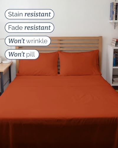 Full XL Sheets - 4 Piece Full XL Sheet Set - Cool & Breathable - Terracotta
