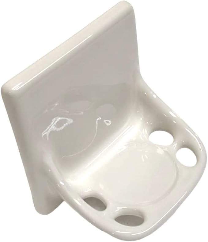 Ceramic Toothbrush Holders for Bathrooms Over Tile Wall Mount Flat Back Tumbler Toothpaste Tooth Brush Paste Shower (Bone Glossy)