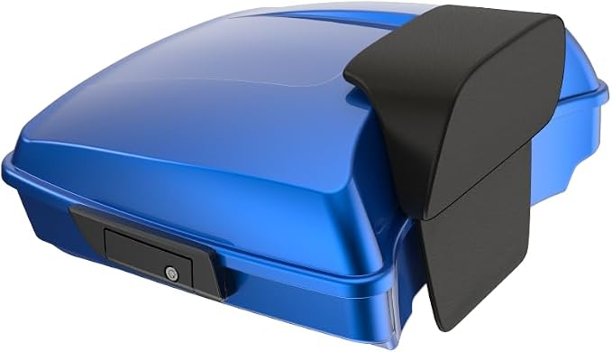 Advanblack 2024 Road Glide Razor Tour Trunk Pack Compatible with Road King FLHR Street Glide FLHX Road Electra Glide 2014-2025 Mounting Rack, Backrest & Stitching Liners (Blue Burst)