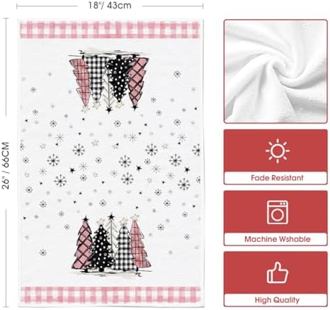 Artoid Mode Pink Snowman Christmas Kitchen Towels Set of 4 18x26 Inch