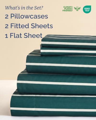 Christmas Sheet Set, Pine Stripe, Holiday Xmas Bedding Set - Split King