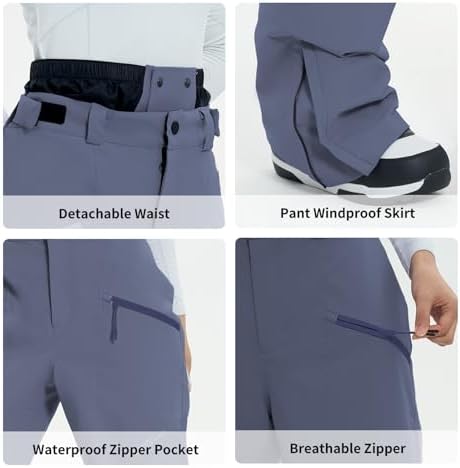 Womens Mens Ski Pants 3L Snowboard Snow Pants Insulated